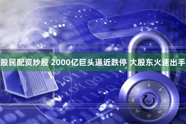 股民配资炒股 2000亿巨头逼近跌停 大股东火速出手